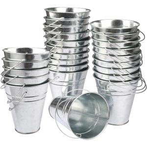 25 Pack 4.5 Inch Mini Metal Buckets, Metal Buckets with Handle, Easter Bucket,Pencil Holder and Flower Pots, Used to Carry, Store, or Even Plant, by GENHAKON.