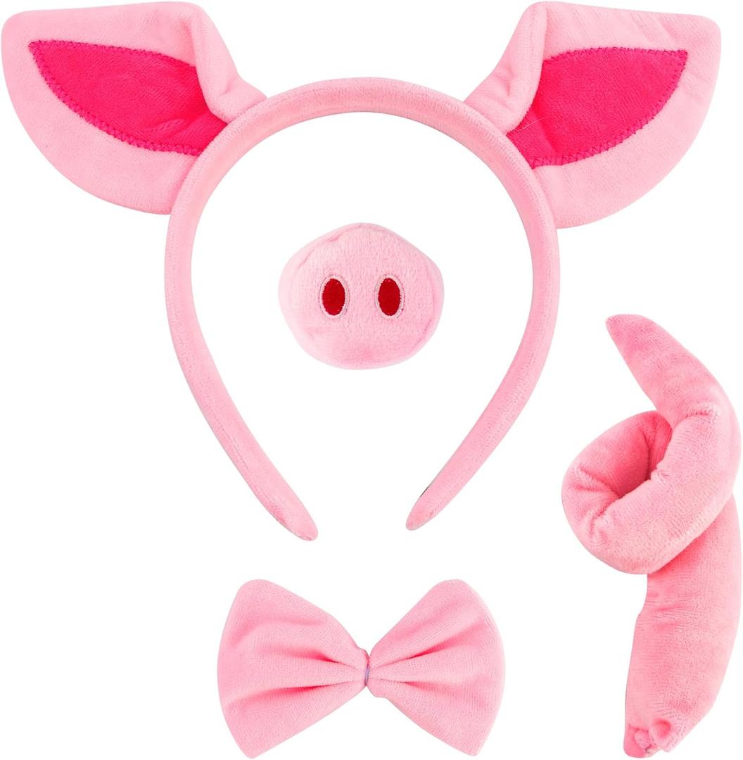 Canitor Animal Ears Headband Cute Halloween Costume Soft Cosplay Accessories for Women Adult (Pig)
