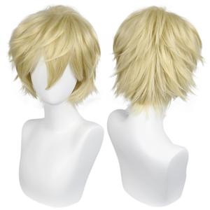 ANOGOL Hair Cap + Short Blonde Men's Wigs Loid Forger Cosplay Golden Wig Gilgamesh Blond Cosplay Wig for Halloween Christmas Event Costume Short Blonde Wig for Party