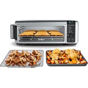 Ninja Digital Air Fryer & Toaster Oven | 8-in-1 Functionality | Flip-Up Design | XL Capacity | Air Fry Basket, Sheet Pan, Wire Rack & Crumb Tray | 1800 Watt | Silver | SP101