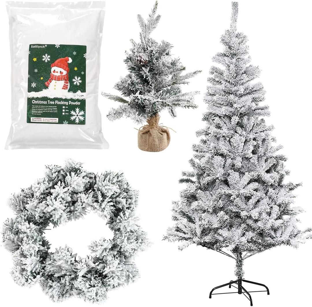 Sattiyrch Snow Flocking Powder for Christmas Tree,Fake Snow Powder,Artificial Snow for Christmas Village,Snow Decorations(1, Pounds)