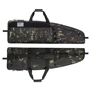 DBTAC Urban Classic Tactical Single Scoped Long Gun Bag Soft Rifle Case for Shooting Range Outdoor Hunting | US Flag Patch + Universal Gun Holder Included (Charcoal Camo, 41" Single Rifle Case)