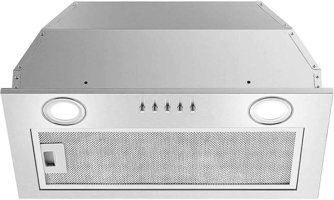 Range Hood Insert 20 Inch Stainless Steel with 5-layer Mesh Filter, Hood Vent for Kitchen Built-in Mount Dual LED, Ducted/Ductless Convertible Kitchen Exhaust Fan, Push Button Control Range Hood Insert 20 Inch Stainless Steel with 5-layer Mesh Filter, Hood Vent for Kitchen Built-in Mount Dual LED, Ducted/Ductless Convertible Kitchen Exhaust Fan, Push Button Control