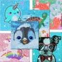 WOOPAOD Diamond Painting Kits for Kids, 6Pcs Kids Diamond Art Animal 5D Diamond Gem Art by Number Dotz Kits Art and Crafts for Ages 6-8-10-12 Girls Boys for Birthday Halloween Christmas Gifts (6PCS)