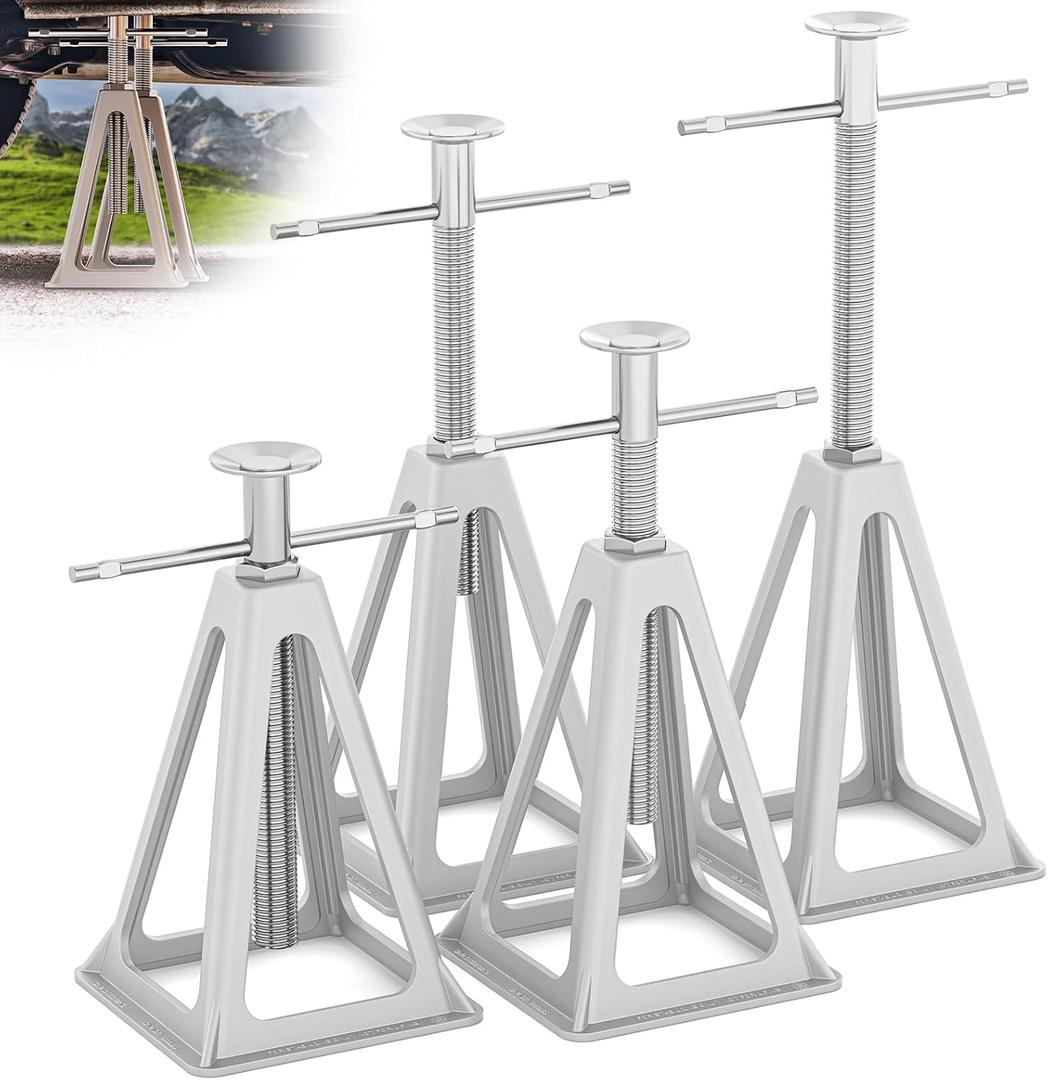 WELLUCK RV Stabilizers Jacks 4 Pack,Screw Jack Stands for RV Camper Travel Trailer Leveling,Aluminum,Single Support Up to 6000 Lbs, Adjustable from 11" to 17"