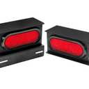LIMICAR Trailer Lights Welded Mount Steel Boxes Housing Kit w/6 inch LED Oval Tail Lights & 2 inch LED Red Round Side Lights w/Grommets Wire Pigtails Connectors (Pack of 2)