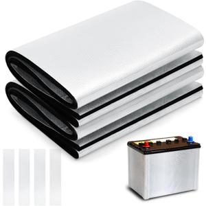 Datanly 2 Set 40"x 7.1" Universal Car Battery Insulation Kit, 2 Battery Blankets with 4 Aluminum Foil Tapes for Extreme Temperature Cold/ Hot Weather Protector for Vehicle, Truck