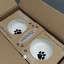 Signature Housewares Ceramic Pet Bowl Set - Food Water Bowls for Dogs and Puppies, Large Cats with Sturdy Metal Stand - Set of 2 6in. Bowls, 32 oz Each (White)