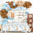 We Can Bearly Wait Baby Shower Decorations - Baby Boxes with Letters,Boho Balloons,We Can Bearly Wait Backdrop,Tablecloth for Teddy Bear Baby Shower,Birthday Supplies,Gender Reveal (Blue)