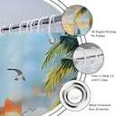Tropical Ocean Beach Shower Curtain Sea Sunset Palm Tree Starfish Surfboard Coastal Nautical Sailboat Seagull Watercolor Seaside Scenery Bathroom Decor Polyester Curtains with Hooks,70Wx70L