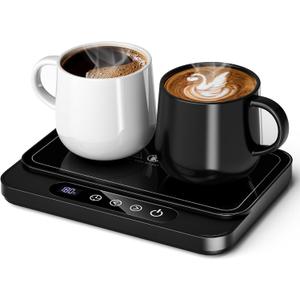 Misby Coffee Mug Warmer, 50W Large Heating Panel Mug Warmer with 6-Temp Settings, 8H Auto Shut-Off, 12H Timer, Ultra-Thin Design, Coffee Warmer for Desk, Ideal for Home, Office, and Travel (Black)