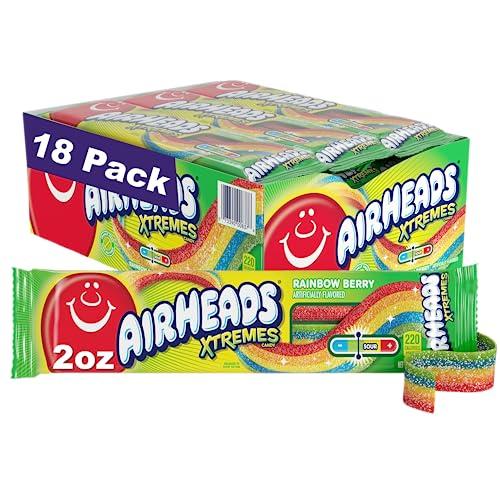 Airheads Xtremes Belts Candy, Rainbow Berry, 3 Ounces (12-Pack) Individually Wrapped Bulk Chewy Candy, Artificially Flavored EXP: 11/2027