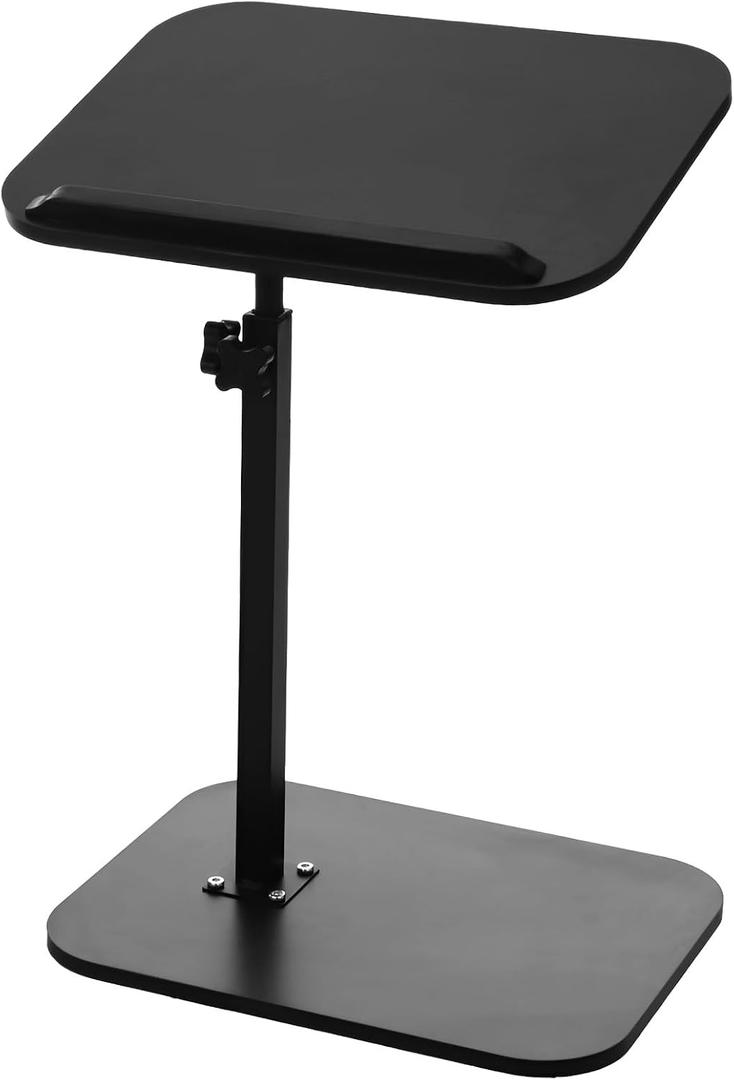 Adjustable Height Sofa Tray Table, Black 360 Flip Laptop Tray, Portable Metal & Wood Bedside Desk with Adjustable Height 18.1-30.7 in, Mobile Side Table for Couch, Bed, Tub