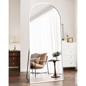 Full Length Mirror, 71"x30" Arched Floor Mirror, Oversized Standing Mirrors, Hanging or Leaning Against Wall Mounted Mirrors, Large Full Body Mirror with Aluminum Frame for Bedroom (White)