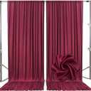 10ft x 10ft Burgundy Backdrop Curtains for Parties, Fabric Satin Background Curtain with Rod Pockets for Weddings, Birthday, Baby Shower, Photography, Graduation Party Backdrop Drapes, 2 Panels