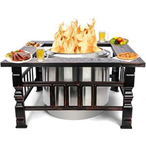 Uniflasy Fire Pit Surround Tabletop for Solo Stove Bonfire and Ranger Wood Burning, Powder-Coated Steel Surround Tabletop, Large Space Fire Pit Stand, Outdoor Wood Burning Solo Stove Accessories (32" x 32" x 18")