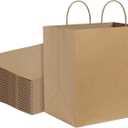 BagDream Brown Paper Bags With Handles 12x7x12 100Pcs - Kraft Shopping Merchandise Retail, Takeout/To Go, Wider-gusset Recycled Paper Gift Bags Bulk