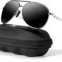 mxnx Aviator Sunglasses for Men Polarized Women UV Protection Lightweight Driving Fishing Sports Unisex glasses MX208 (Silver Frame Black Lens)