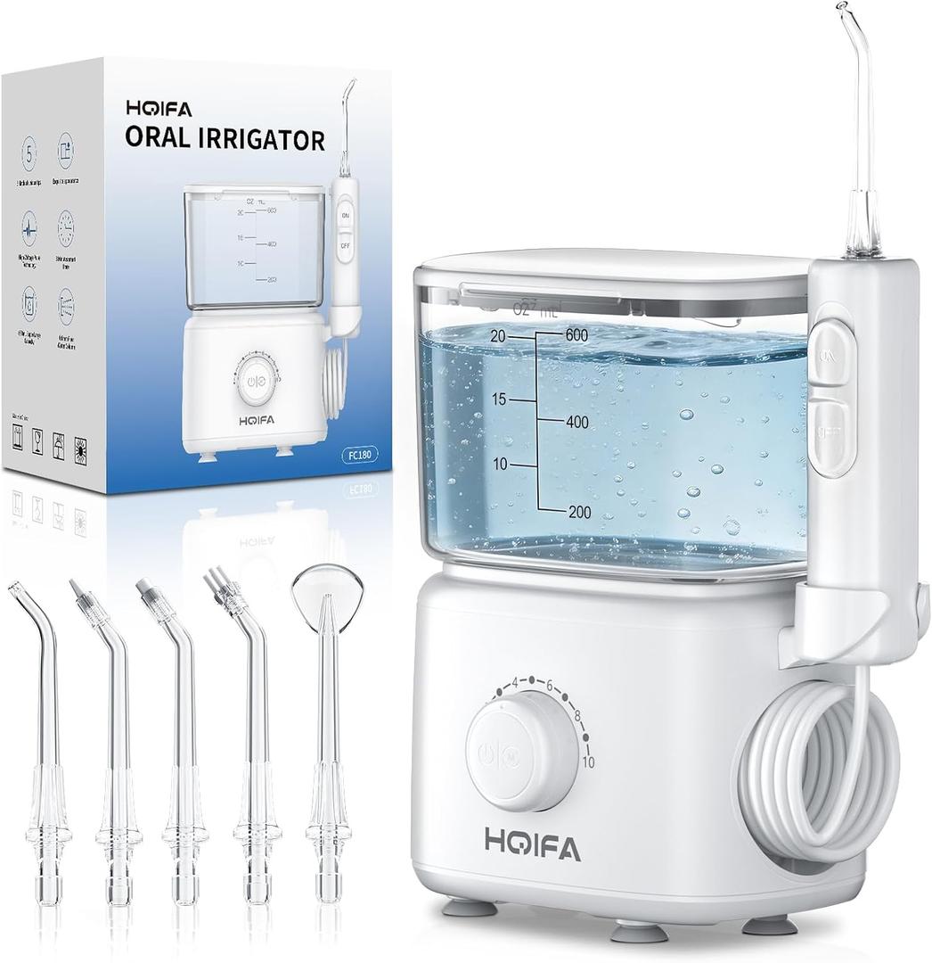 Advanced Water Flosser for Teeth Cleaning - Cordless Dental Oral Irrigator with 2 Modes & 5 Jet Tips, IPX7 Waterproof Rechargeable Teeth Cleaner for Braces, Plaque Removal & Gum Health, White