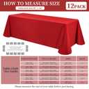 12 Pack Red Rectangle Tablecloth 90 x 156 inch Polyester Table Cloth for 8 Feet Tables,Washable Fabric Stain and Wrinkle Resistant Table Cover TableClothes for Wedding Parties Banquet Kitchen