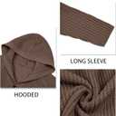 Esobo Mens Long Hooded Cardigan Button Up Knit Sweater Long Sleeve Cardigan Sweaters with Pockets (Medium, Brown)