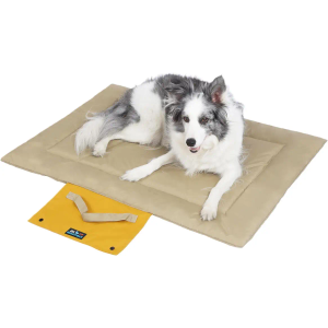 Outdoor Foldable Dog Mat Durable Teflon-Coated Oxford Material Waterproof Thin Dog pad Travel-Friendly Machine Washable Design for Camping/Car (Khaki, Large (51.2 * 36.6 * 2 in))