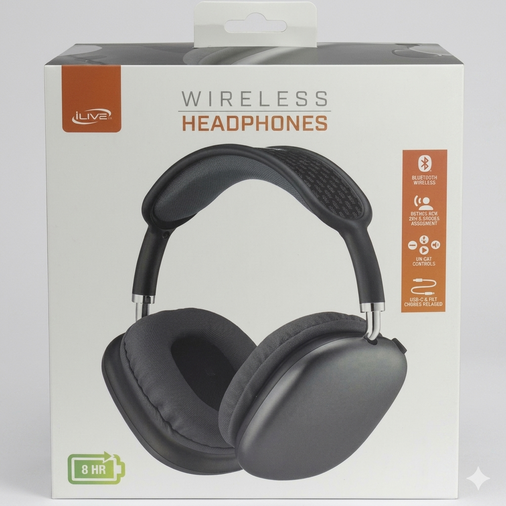 Ilive Over Ear BT Headphones Grey