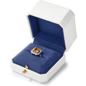 Oirlv Premium Leather Ring Box White Ring Gift Case Microfiber Interior Jewelry Gift Box