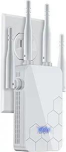 WiFi Extender Internet Booster, 10000 Sq.ft Long Range Repeater Wireless Routers Amplifier, Support More Network Devices at Home, Mesh WiFi 80% Faster, Broader Than Ever, 1 Tap Setup
