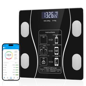 Bluetooth Smart Scale for Body Weight - Measures Weight, BMI, Body Fat, Muscle Mass | Bluetooth Sync to Fitness Apps | Accurate Home Health Monitor
