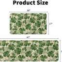 St Patricks Day Kitchen Mats for Floor Set of 2 Green Cream Clover Shamrock Holiday Theme Kitchen Rugs Non Slip Washable Absorbent Kitchen Runner Rugs Decor,17x30 and 17x47 Inch