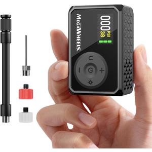 MEGAWHEELS Mini Bike Pump, Portable Bike Pump with Presta and Schrader Valve, 150/120PSI Bicycle Pump with Gauge, Auto Stop, Fast Inflation for City Bike, Road Bike, Mountain Bike (Black)