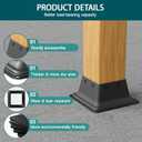 SPACEEUP 4x4 Post Base 5 Pcs Heavy Duty Steel Brackets Internal 3.6" x 3.6" Black Deck Cover Fit Standard Wood Anchor Sleeves