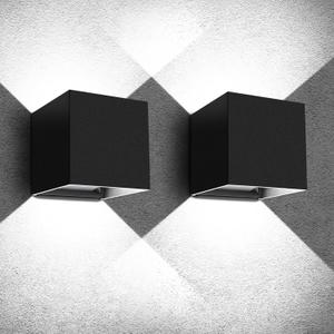 Juyace 20W 6000K LED Sconce Wall Up and Down Exterior Lighting hardwire No photocells Light Fixtures with Angle-Adjustable Square 4.7" IP65 Waterproof for Porch Patio 2 Pack