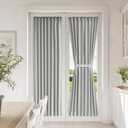 Vatge Front Door Curtains for Glass Window - Self Adhesive French Door Curtain with Tieback for Patio Door, 1 Panel, W25 x L72, Silver Grey