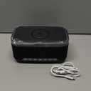 Wireless Charging Alarm Clock Radio for Bedrooms  15W Fast Wireless Charger Station for iPhone Samsung, Bluetooth Stereo Speaker with FM Radio, Dimmable Display, USB Port, Sleep Timer, Black