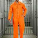 Prisoner Costume Men Orange Jumpsuit Loose Prison Jumpsuits for Halloween Costume Party (Orange)