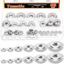 Tanstic 46Pcs Round Knurled Thumb Nuts Conector Lock Adjusting Nuts M3 M4 M5 M6 M8 M10 Female Threaded Thin Type with Nickel Plated