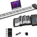 KONIX 61 Key Roll Up Piano, Upgraded Portable Rechargeable Hand Roll Piano with Silicon Flexible Keyboard, MIDI Output, Headphone Connection, 128 Rhythms, Best Gift for Beginners