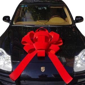 30" Giant Car Bow | 30" Red Velvet Car Bow - Big Car Bow with Non Scratch Magnet Base, Weather Resistant and Waterproof Vinyl Magnetic Car Bow (1 Pack)