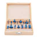 TwoWin Router Bits Set of 15 Pieces 1/4 Inch Woodwork Tools, Tipped Router Bits with Wooden Box,Suitable for Doors, Tables, Shelves, Cabinets, DIY Woodwork