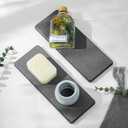 2PCS Bathroom Trays, Water Absorbing Diatomite Stone Quick Drying Mat for Kitchen Counter, Dish Rack Soap Dispenser Sponge Holder Caddy Sink Vanity Organizer, Dark Gray Slate,9"x3.5"