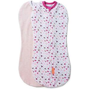 SwaddleMe by Ingenuity Compression Baby Swaddle Pod, Two-Way Zipper for Easy Diaper Changes, Improves Sleep & Calms Startle Reflex, 0-2 Months, 1.0 TOG, 2-Pack - I Heart You