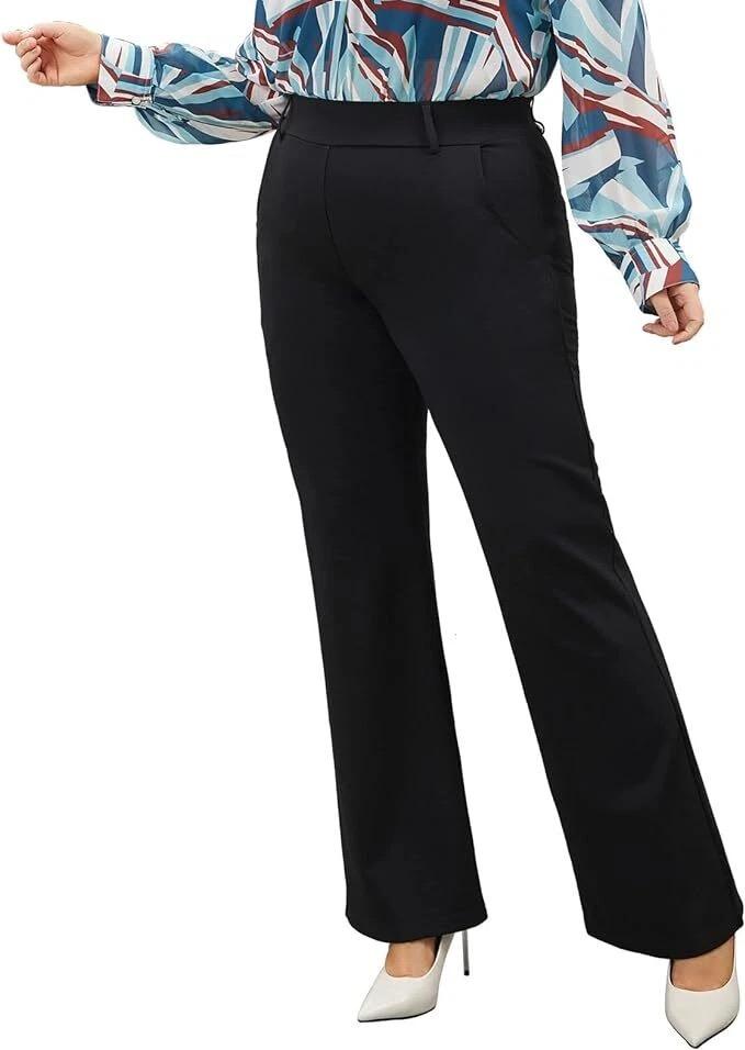 DGD Plus Size Women's Wide-Leg Dress Pants - Black - 3XL