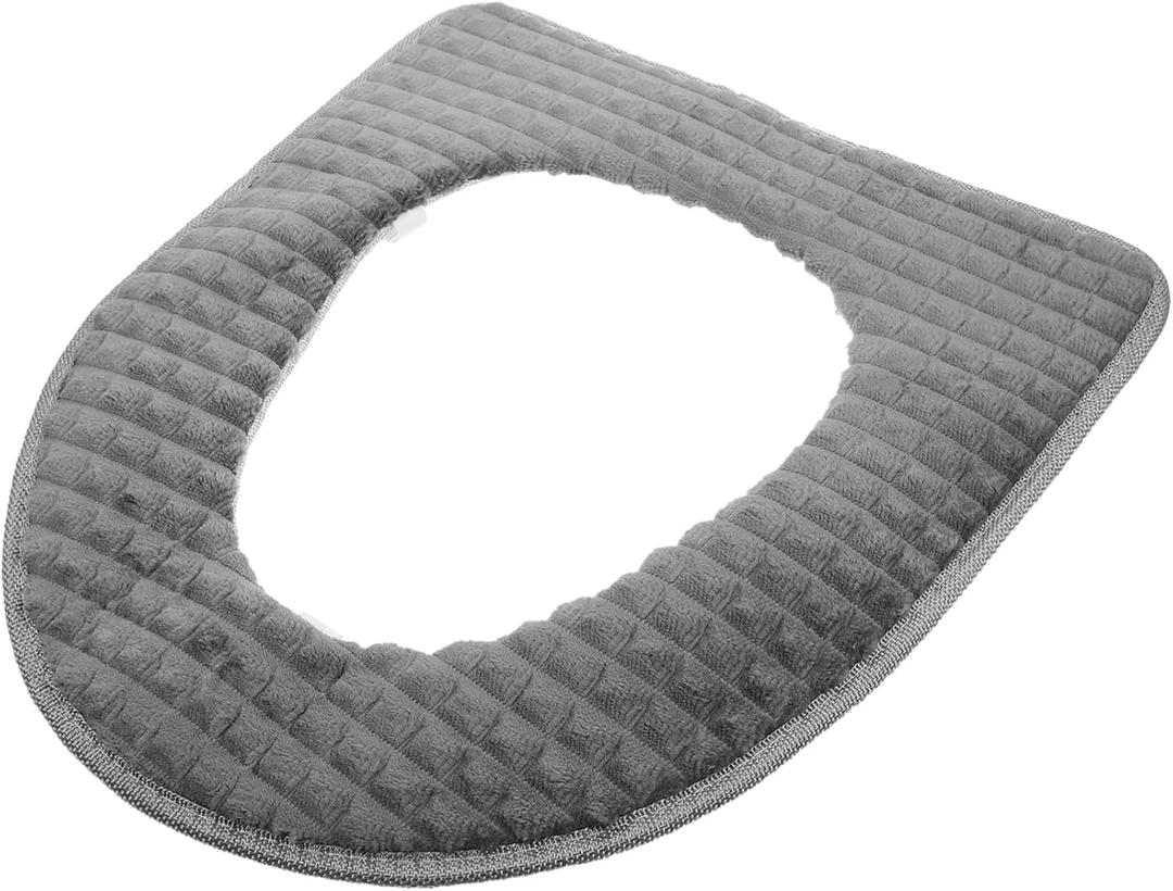 1pc Washable Reusable Toilet Seat Cover Zipper Thickened Warm Cushion Pad for Bathroom Soft Skin-Friendly Easy Toilets (Grey)