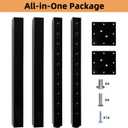 QLLY Adjustable Square Table Leg, 24-40 inch, 60-100cm, Home Office Custom DIY Table Legs, Furniture Leg Set (2, Black)