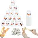 Christmas Stacking Cup Toss Game Bowling Carnival Slingshot Snowman Cup Throwing Toss Game with 30 Cups 30 Stickers 2 Slingshot 20 Rubber Balls for Xmas Holiday Family Party Accessories Indoor Outdoor