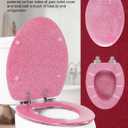 Angol Shiold ELONGATED Pink Toilet Seat Resin Glitter, Slow Close Heavy Duty Acrylic Toilet Seats for Standard Toilets, Easy Installation & Cleaning(19Inch, Pink Glitter, Upgraded hinges)