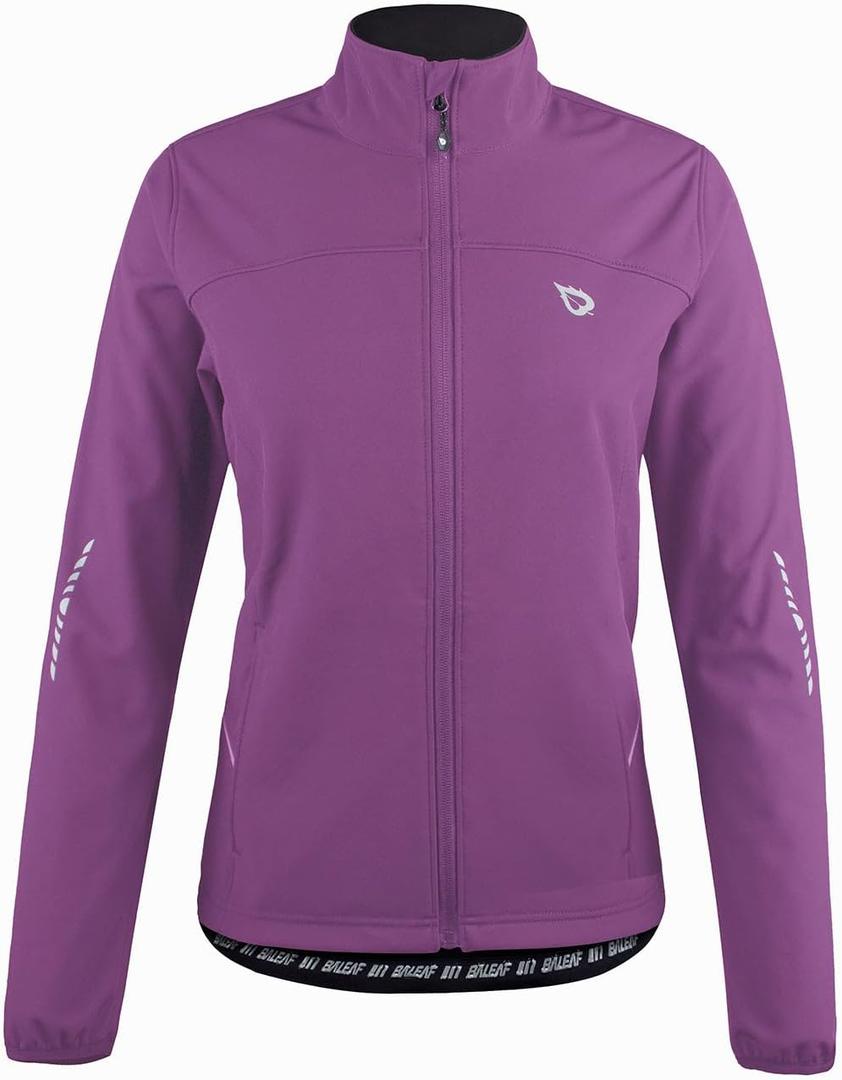 baleaf Women's Cycling Jacket Windproof Thermal Winter Running Cold Weather Gear Waterproof Softshell Warm (X-Large, 01-purple)