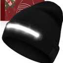 Unisex Beanie with LED Light, Stocking Stuffers Gifts for Men Dad Husband Grandpa Boyfriend Birthday Thanksgiving Christmas (Black)